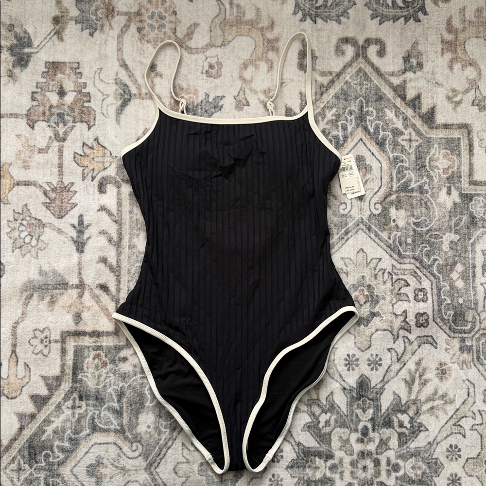 NWT Aerie Black and Cream one piece swimsuit.